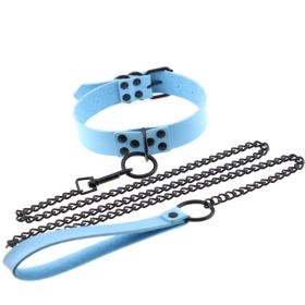 Personalized leather collar (Option: Light Blue)
