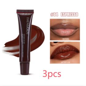 Glossy Lip Glaze Waterproof Long Lasting Lip Gloss Glossy Mirror Tea Red Liquid Lipstick Doodle Lip Korean Makeup (Option: 04 ESPRESSO-10ml-3pcs)